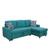 DOMETOUR Blue Flannelette 2-Piece Couch Living Room Sofabed - 3 of 4