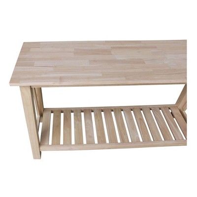 Eco-Friendly Parawood Surrey Console Table with Storage - Unfinished