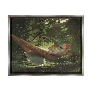 Stupell Girl Reading Book in Hammock Framed Canvas - 1 of 4