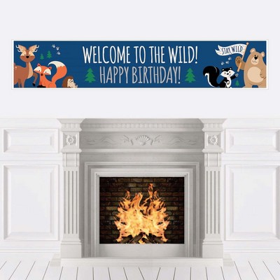 Big Dot of Happiness Stay Wild - Forest Animals - Woodland Happy Birthday Decorations Party Banner