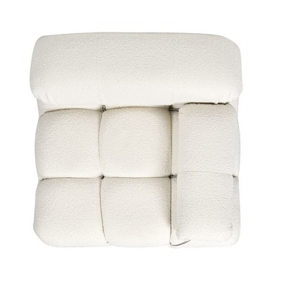 Ivory White Bouclé Modular Lounge Chair with Padded Arm