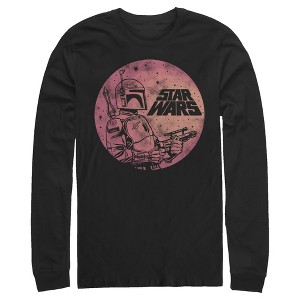 Men's Star Wars Boba Fett Retro Circle Long Sleeve Shirt - 1 of 3