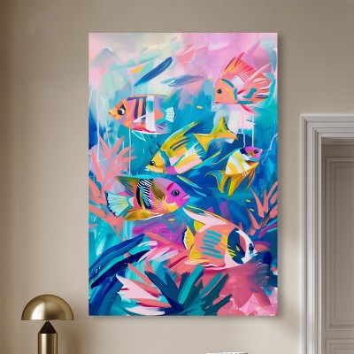 Colorful Sea Life Coastal Canvas Wall Art, 36" x 54"