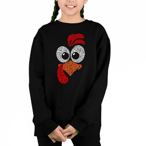 LA Pop Art Turkey Face - Girl's Word Art Crewneck Sweatshirt - 1 of 4