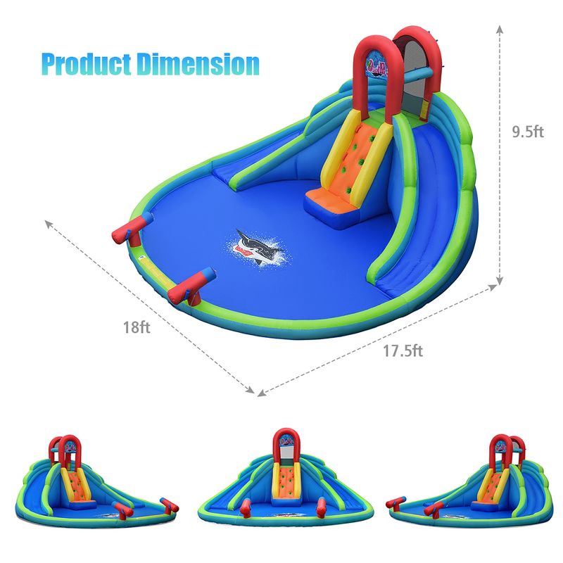 Costway Inflatable Bounce House Kids Water Splash Pool Dual Slides Climbing Wall without Blower, 2 of 11
