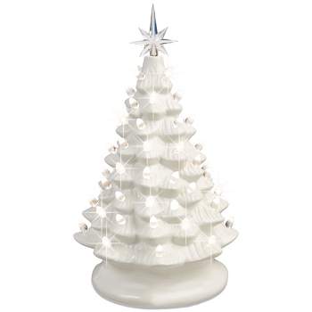 youngs 90861 Ceramic White Christmas Tree with Lights, 8-inch Height, –  Setauket Gifts