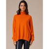 INSPIRE CHIC Women's Mock Neck Pullover Drop Shoulder Long Sleeve Side Slit Sweater - 3 of 4