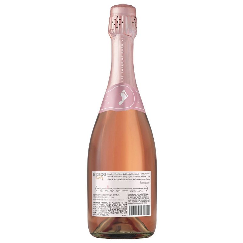 Barefoot Bubbly Brut Rose Champagne Sparkling Wine - 750ml Bottle, 3 of 6