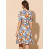 INSPIRE CHIC Women's Vintage Floral Peter Pan Collar High Waist Puff Sleeve A-line Midi Dress - 4 of 4