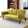 70" Convertible Sofa Bed,Foldable Cotton Linen Couch with Cup Holder and Side Storage,Sleeper Sofa for Living Room or Apartment-Baofuwish - 2 of 4