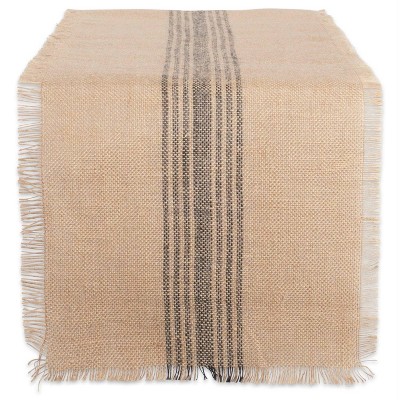 108" x 14" Jute Middle Stripe Burlap Table Runner - Design Imports