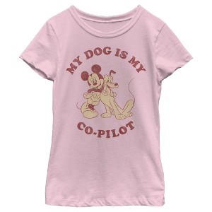 Girl's Disney Mickey and Goofy My Dog is my Co-Pilot T-Shirt - 1 of 4