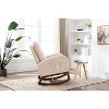 Modern High Back Armchair Rocking Chair, Upholstered Glider Chair With Side Pocket, Wooden Nursery Rocking Chairs - 3 of 4