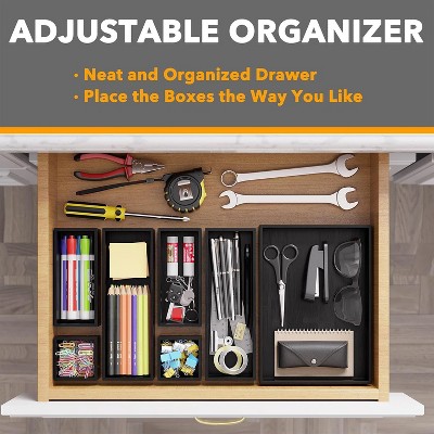 SpaceAid 7-Piece Bamboo Drawer Organizer Set – Multi-Use Divider Bins for Kitchen, Bathroom, Office, and Makeup Storage, Black — фото 4