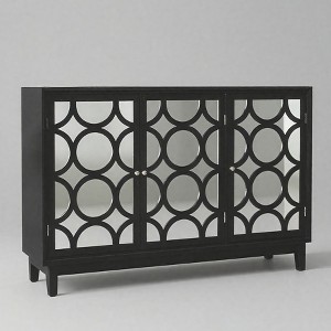 COMHOMA Modern Mirrored Sideboard Cabinet - 3 Doors Buffet with Storage, Entryway Console & Accent Cabinet, Black - 1 of 4
