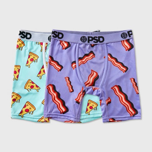 PSD Boys' 2pk Pizza Bacon Underwear - Purple/Aqua Blue M