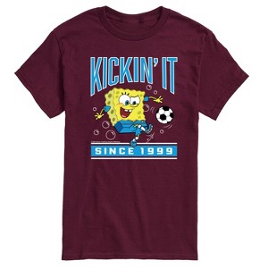 Men's Spongebob Squarepants Kickin It Since 1999 Short Sleeve Graphic T-Shirt - Maroon - 3 X-Large - 1 of 4
