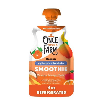Once Upon A Farm Protein Strawberry Splash/Orange Mango Twist Pouches - 18oz/4ct