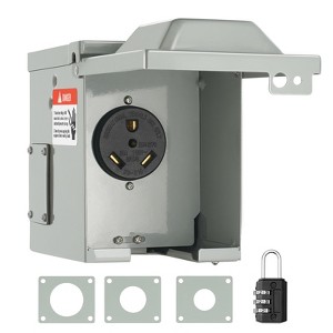VEVOR 30 Amp RV Power Outlet Box, 125/250 Volt, Enclosed Lockable Outdoor RV Receptacle Box, NEMA TT-30R Weatherproof Electrical Panel, Gray - 1 of 4