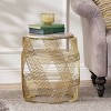 Tiro Modern Glam Handcrafted Marble Top Wire Frame Side Table Natural/Gold - Christopher Knight Home - 2 of 4