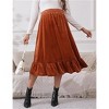 Clearlove Women's Velvet High Waist Shirred Tiered Maternity Skirt Flounce Hem Stretchy Bump Flowy Midaxi - 4 of 4