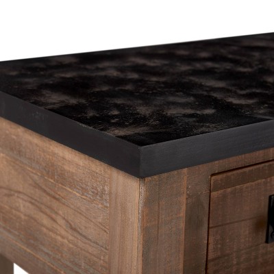 Eugene Brown Wood Console Table with Storage Shelf