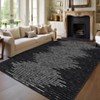 Modern Geometric Striped Area Rug Low Pile Non Slip Farmhouse Carpet - 2 of 4