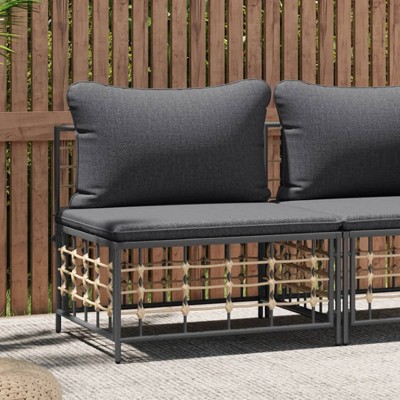 vidaXL Patio Middle Sofa Cushions Poly Rattan