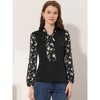 Allegra K Women's Contrast Floral Panel Bow Neck Long Sleeve Work Blouse - 2 of 4