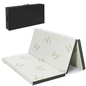 Costway Queen 3''Tri-fold Memory Foam Floor Mattress Topper Portable w/ Carrying Bag - 1 of 4
