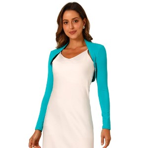 INSPIRE CHIC Women's Elegant Long Sleeve Knit Open Front Crop Bolero Shrug - 1 of 4