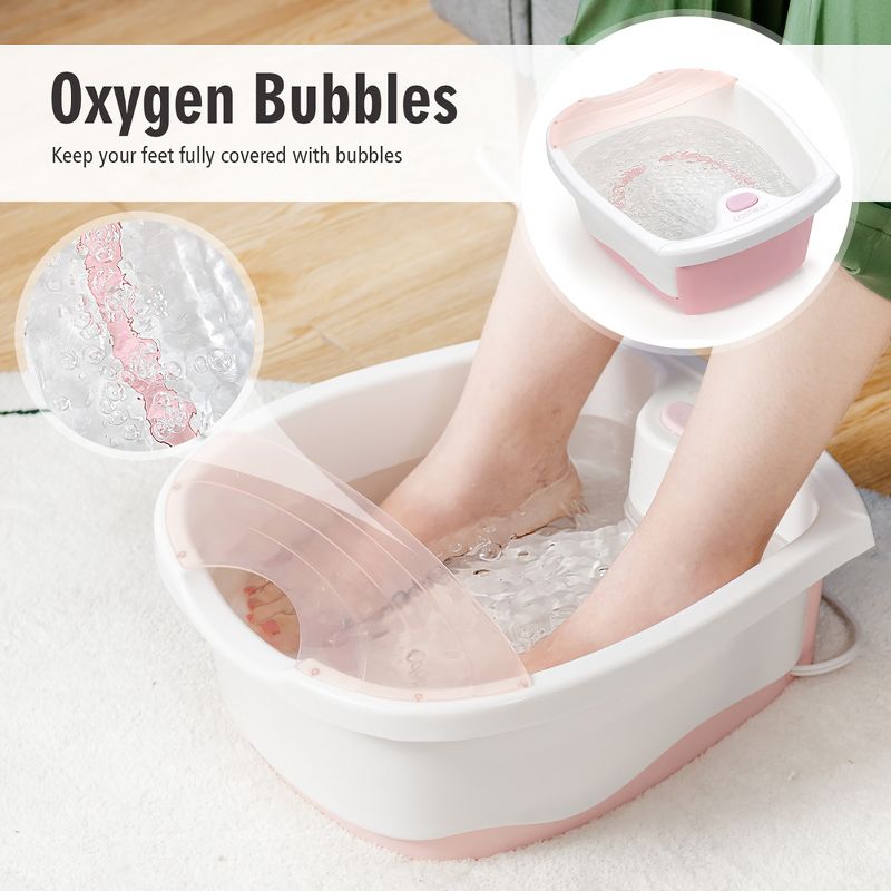 Costway Foot Spa Bath W/ Smooth Bubble Massage Nodes & Arch Toe-Touch Control Pink\Blue, 4 of 11
