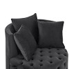 SEVOBAL Sofas Velvet Upholstered Swivel Chair with Button Tufting and Movable Wheels for Living Room Bedroom, Black, 30.5"*30.5"*14.75" - 4 of 4