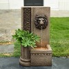 LuxenHome 25.8" H Sandstone Resin Regal Lion Head Floor Outdoor Water Fountain with Lights Brown - 4 of 4