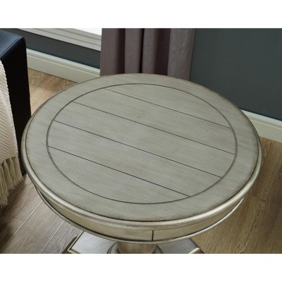 Champagne Finish Round Wood Pedestal End Table