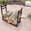 Sunnydaze Indoor/Outdoor Steel Fire Pit or Fireplace Firewood Log Rack Holder with Kindling Storage Space - 33" - 3 of 4