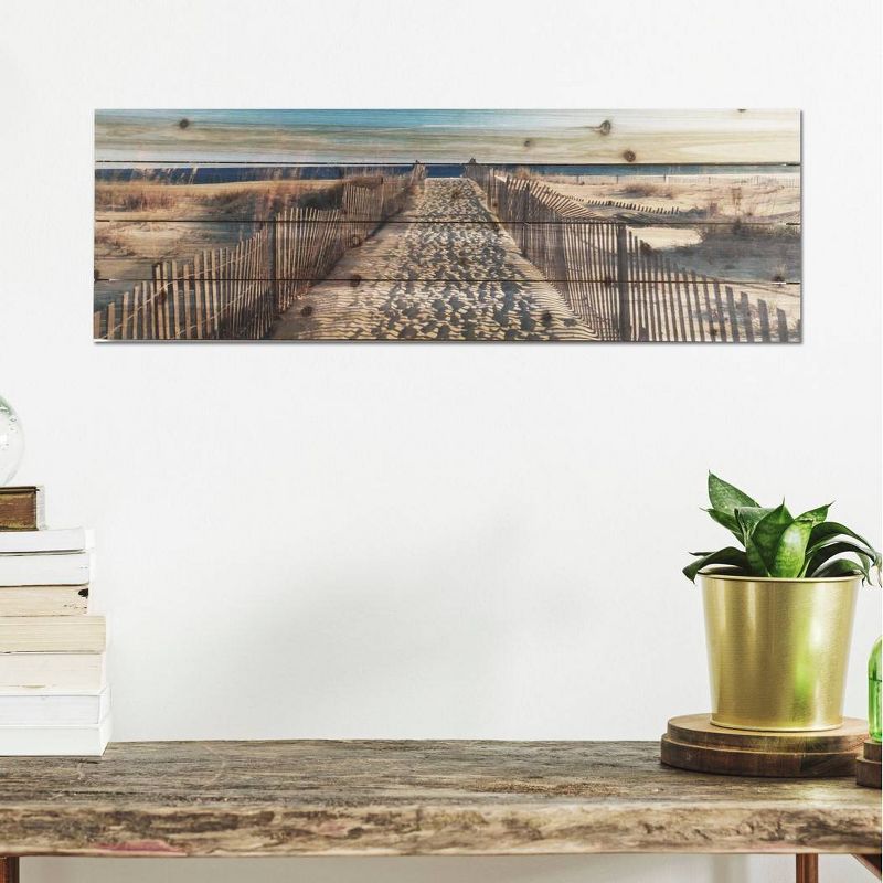 12&#34; x 36&#34; Walk to the Beach Print on Planked Wood Wall Sign Panel - Gallery 57, 6 of 7