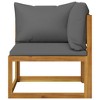 vidaXL 2 Piece Sofa Set with Dark Gray Cushions Solid Acacia Wood - 2 of 4
