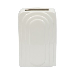 Sagebrook Home 7" Dolomite Rectangle Vase Contemporary Etched Arch Decorative Table Vase - 1 of 4