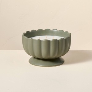 5 Wick Footed Ceramic Scalloped Rim Jar Candle 34oz - Hearth & Hand™ with Magnolia - 1 of 4