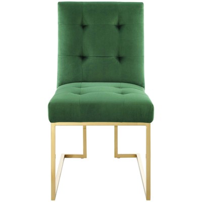 Privy Gold Emerald Performance Velvet Dining Chair with Swivel Seat