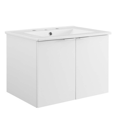 Modway Maybelle Bathroom, 24" Wall-Mount Vanity, White White