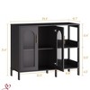 Storage Cabinet Sideboard Cabinet, Wooden Cabinet w/Adjustable Shelves, Glass Doors and Metal Handles - 4 of 4