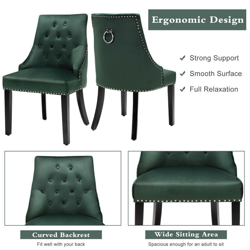 Costway Set of 2 Button-Tufted Dining Chair Upholstered Armless Side Chair, 4 of 10