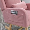 Fabric High Back Rocking Armchair with Lumbar Pillow and Side Pockets - 3 of 4