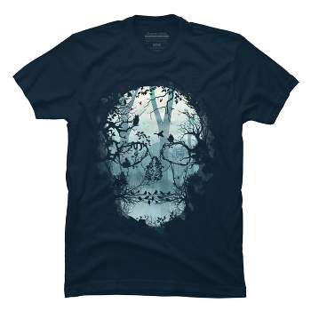 Men's Design By Humans Dark Forest Skull By sitchko T-Shirt
