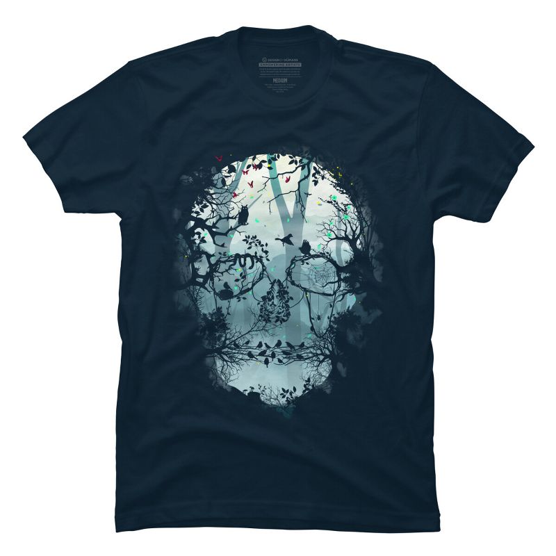 Men's Design By Humans Dark Forest Skull By sitchko T-Shirt, 1 of 5