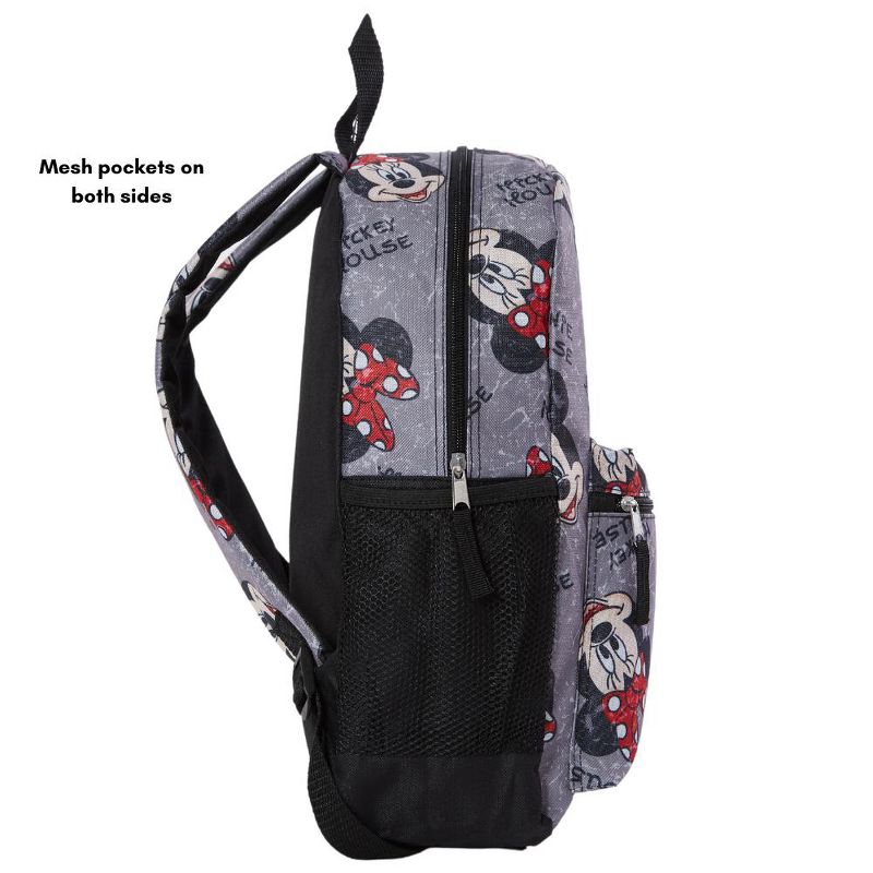 Disney Mickey and Minnie Mouse Backpack for Kids and Adults, 16 inch, Grey, 3 of 8