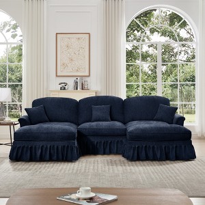 Modular U-Shaped Sectional Sofa with Flared Arms, Removable Ruffles Pleats Skirts & Movable Ottomans, Upholstered Chenille Deep Seat Cloud Sofa - 1 of 4