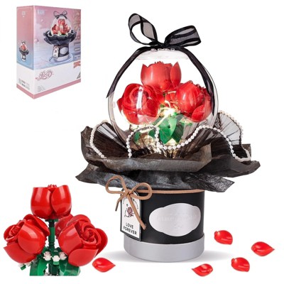 305 Pcs DIY Romantic Never-wilting Red Rose Building Block Set, Valentine's and Mother's Day Gift